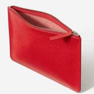 Everlane The Leather Zip Pouch - Red Clutch